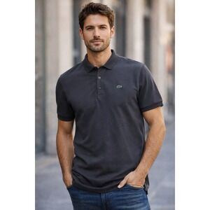 Lacoste Men’s Polo Shirt Chemise Vintage 1990s Made in France XL 8 Charcoal Grey